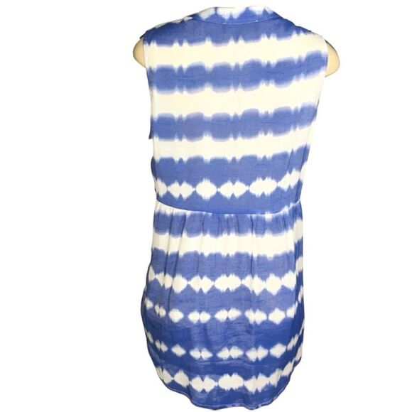 FRED DAVID BOHO WESTERN BLUE TIE-DIE SLEEVELESS HI LOW TANK TOP SZ MEDIUM - Picture 3 of 9